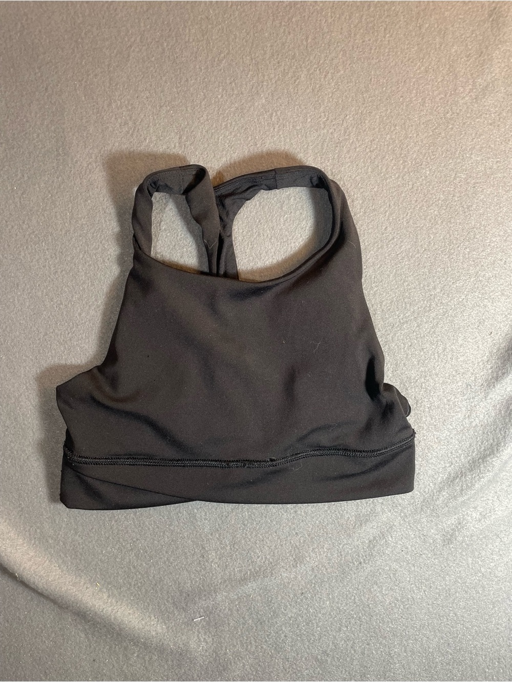 Athleta Girl Trascend Crossover Sports Bra Size L (12) Black High Neck Racerback